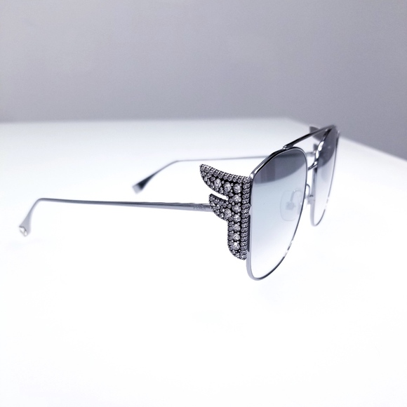 NWT FENDI FF 0380 G/S 6LB Ruthenium SUNGLASSES - Picture 2 of 8